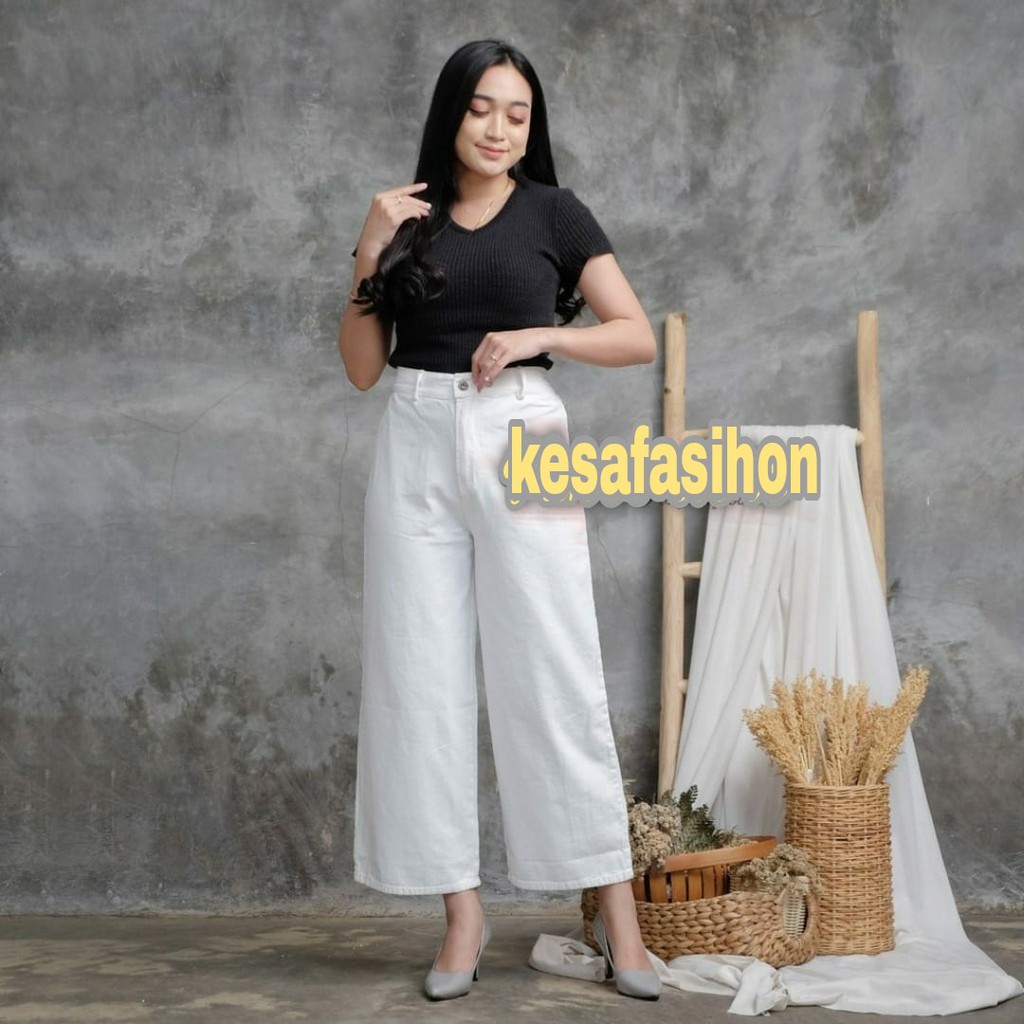 Celana Kulot Jeans Highwaist Wanita Loose kulot wanita terbaru 2021 kekinian viral