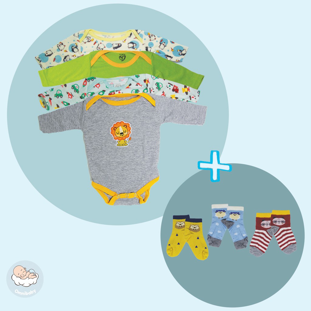 Lovelle cart's jumper panjang bayi laki/bayi perempuan giftpack 4in1 + 3 set kaos kaki (0-12 bulan)