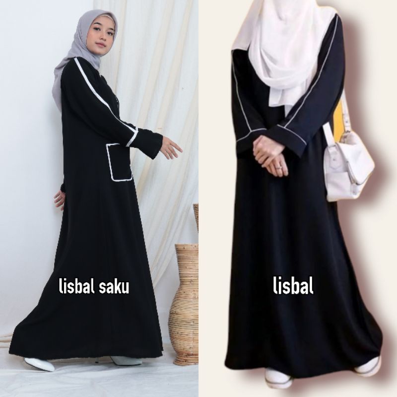 Abaya Arab Saudi Hitam Abaya Turki Hitam Abaya Dhubai Hitam Modern Couple Motif LISBAL, LISBAL SAKU,