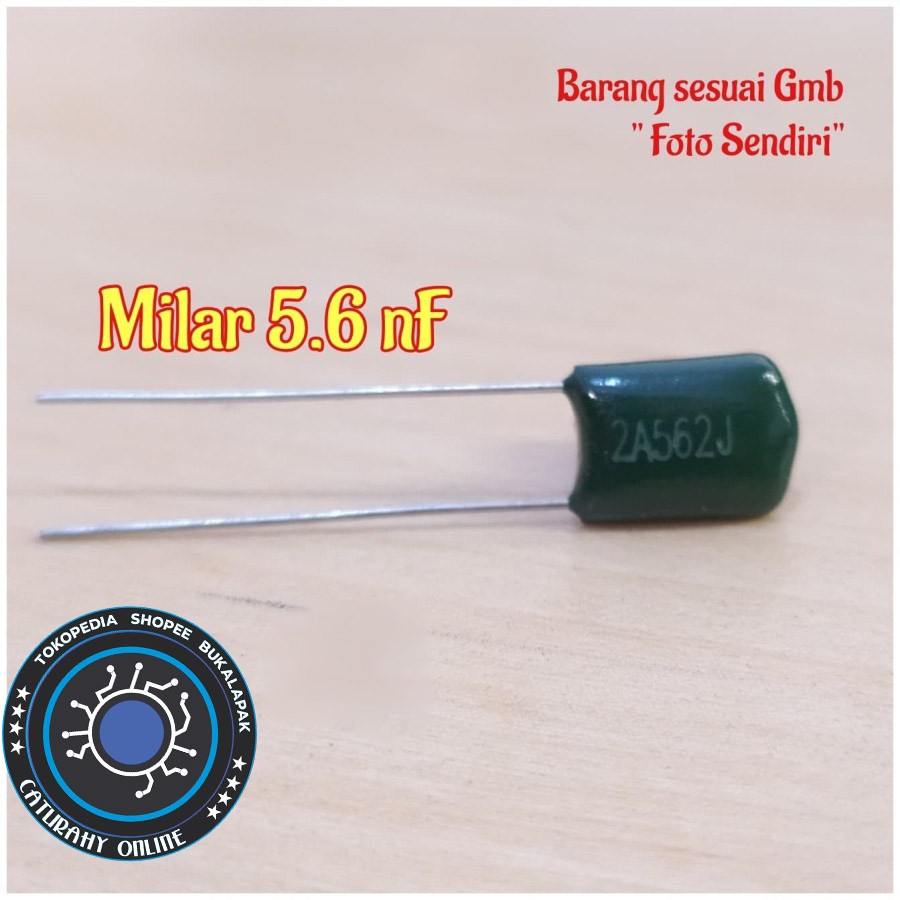 Kapasitor milar 5.6 nf 562 Capasitor mylar 5600 pf Capacitor 100v