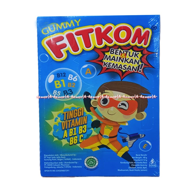 Fitkom Gummy Tinggi Vitamin Biru Gel Vitamin Dari Buah Dan Sayur Alami Gumy Gumi Gammy