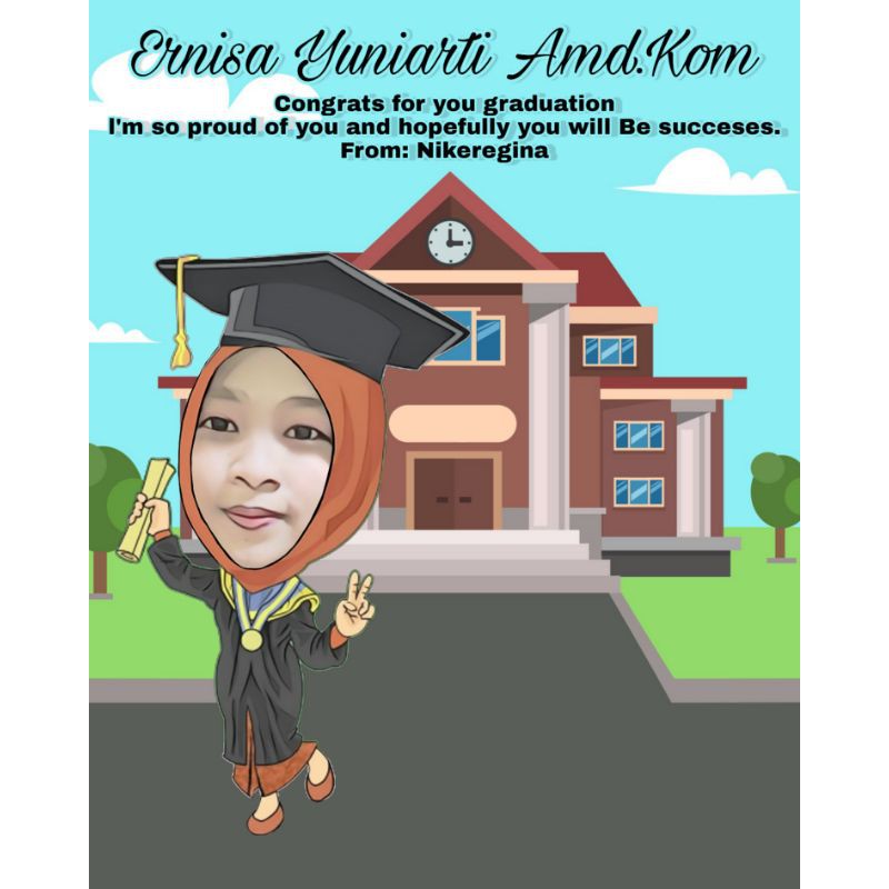 (KARIKATUR WISUDA) Kado Wisuda Hadiah Wisuda Kado Unik Wisuda Kado Murah Wisuda Hadiah Wisuda