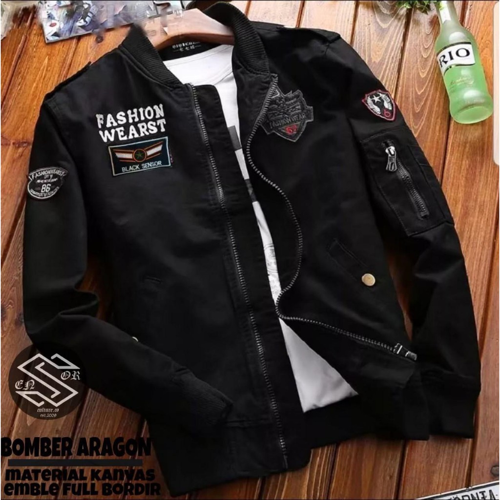 Jaket Bomber Clasic Aragon Kanvas / Jaket Pilot Pria / Jaket Motor Bikers