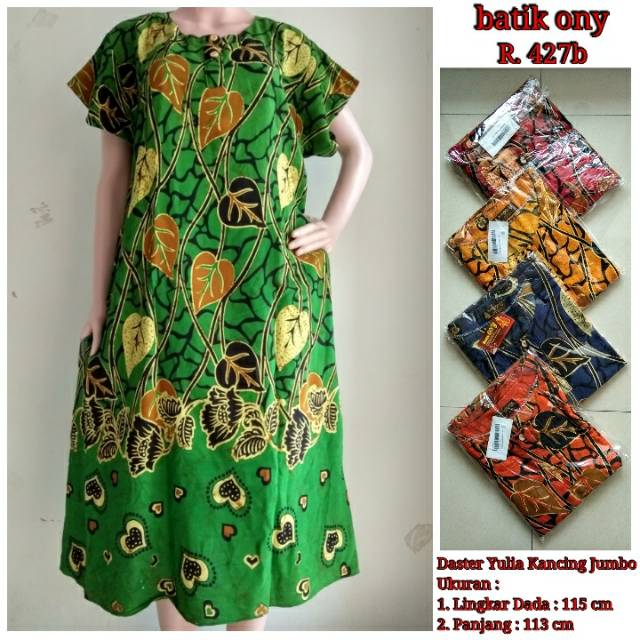  Daster  Batik  Ony Yulia Kancing Jumbo Lengan Pendek Bahan 