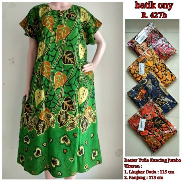  Daster  Batik  Ony Yulia Kancing Jumbo Lengan Pendek Bahan 