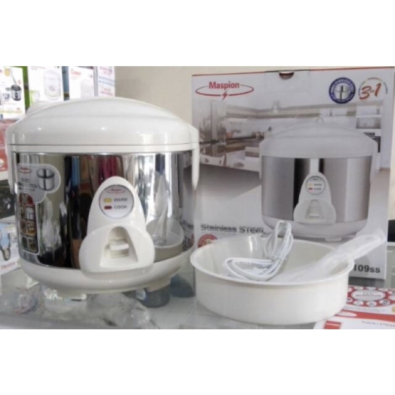 Magic com Stainless 1,2 liter Maspion MRJ-109MS 3in1 penanak nasi, penghangat, pengukus