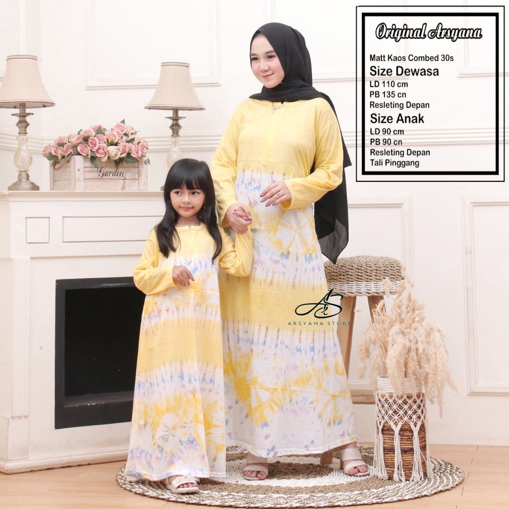 Baju Couple Ibu dan Anak Gamis Couple Motif Batik Bahan Adem Baju Couple Tiedye