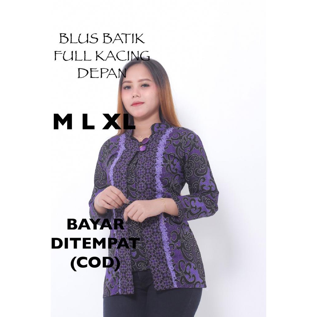 ATASAN BATIK WANITA KANTOR BATIK FULL KANCING DEPAN