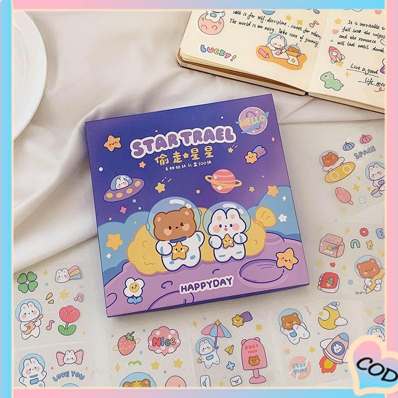 COD❤️ Kartun Tahan Air Tanpa Jejak Buku Pegangan Stiker Dekorasi Pola Kecil DIY Stiker Ponsel-A.one