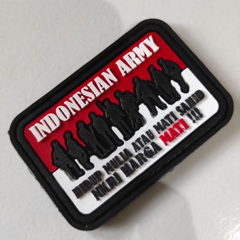 patch rubber logo indonesian army dasar merah putih/patch rubber tni/tempelan emblem karet velcro