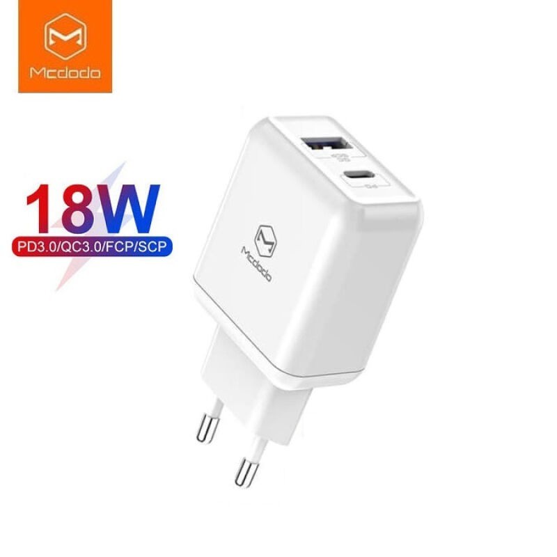 MCDODO CH-689 ADAPTOR KEPALA CHARGER DUAL OUTPUT PORT USB QC 3.0 + TYPE C PD 18W