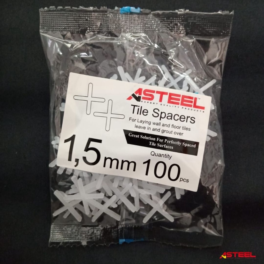 ASTEEL Spacer 1.5MM / Tile Spacer / T Cross / Spacer Keramik / Spacer Granit / Nat Keramik / Nat Granit / Spacer Nat Keramik / Spacer Nat Granit / Alat Perata Keramik / Tile Leveling Keramik / Alat Nat Keramik / Perapi Perata Nat Keramik 1.5 mm