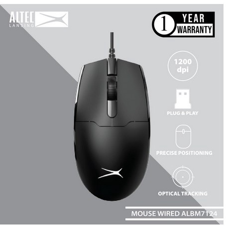 Altec Lansing Mouse Wired ALBM7124 ALBM-7124 ALBM 7124 Optical Mouse USB