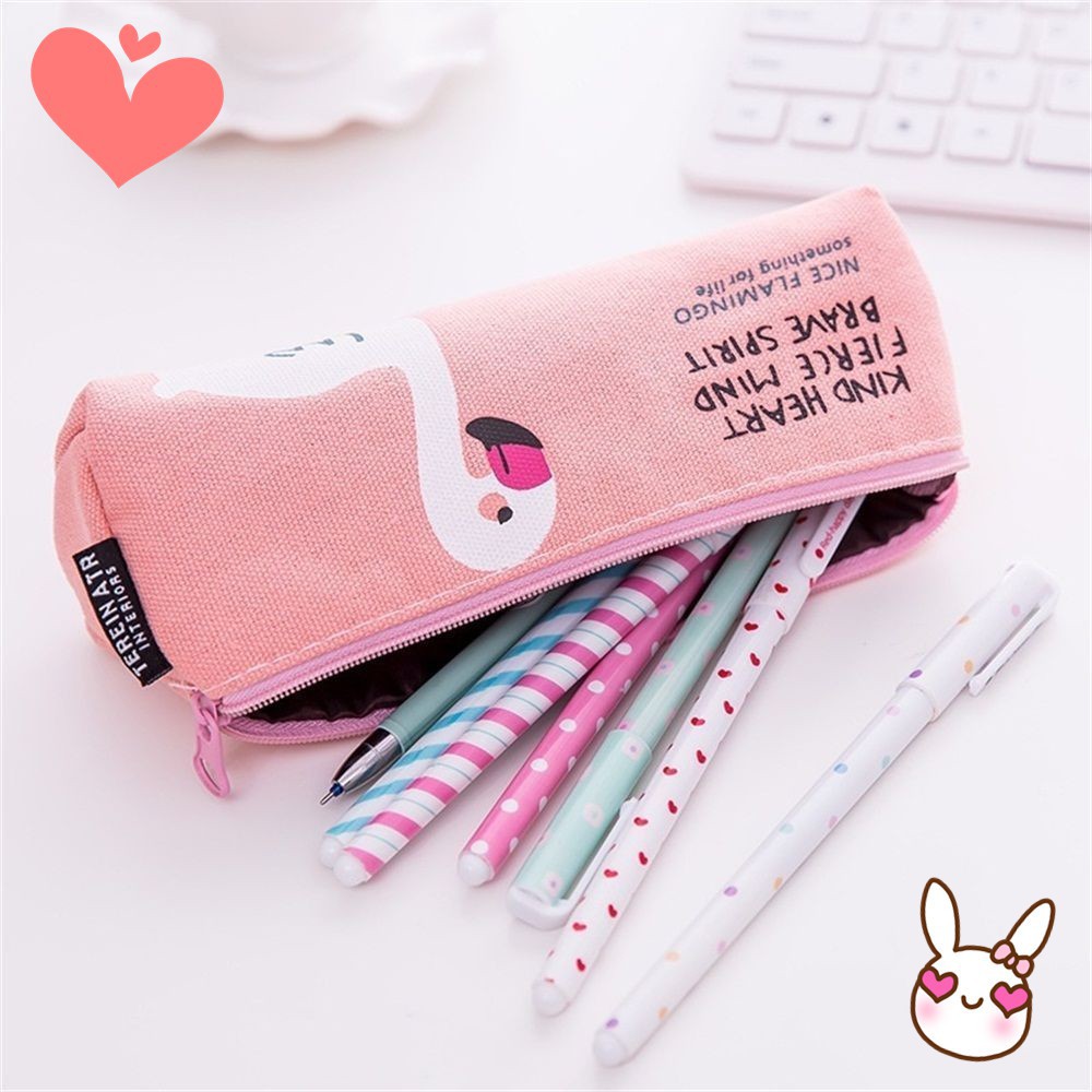 

BAG CUTIE Korea kartun lucu Pen Organizer Kanvas tas Pensil ritsleting kasus alat tulis kantor