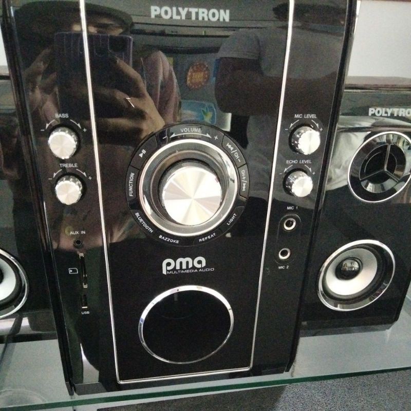 Speaker POLYTRON PMA 9523 Audio ADA RADIO  HITAM PUTIH GOLD