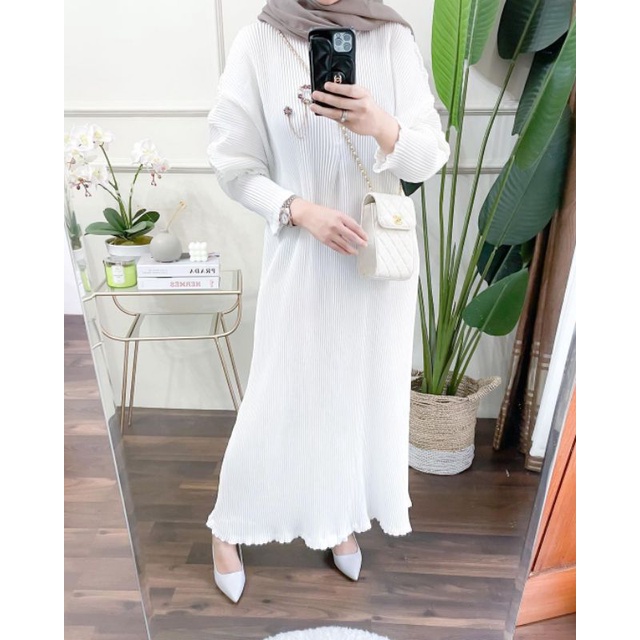 BHIA PLEATS DRESS in White