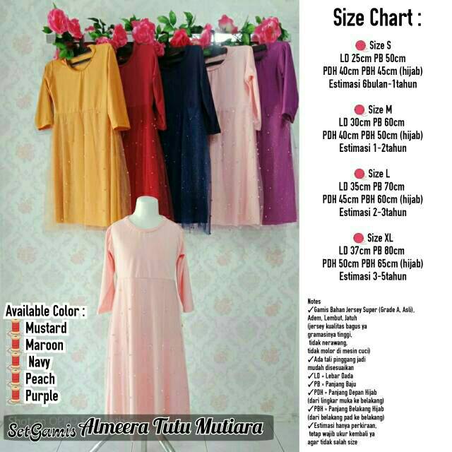 Set Gamis Almeera Tutu Mutiara / Gamis Tutu Anak / Dress Tutu Anak
