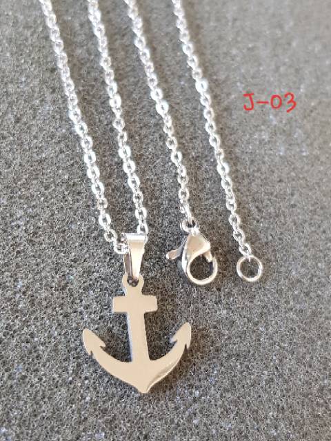 Kalung jangkar Titanium White Import murah Antikarat Selamanya /kalung titanium import silver