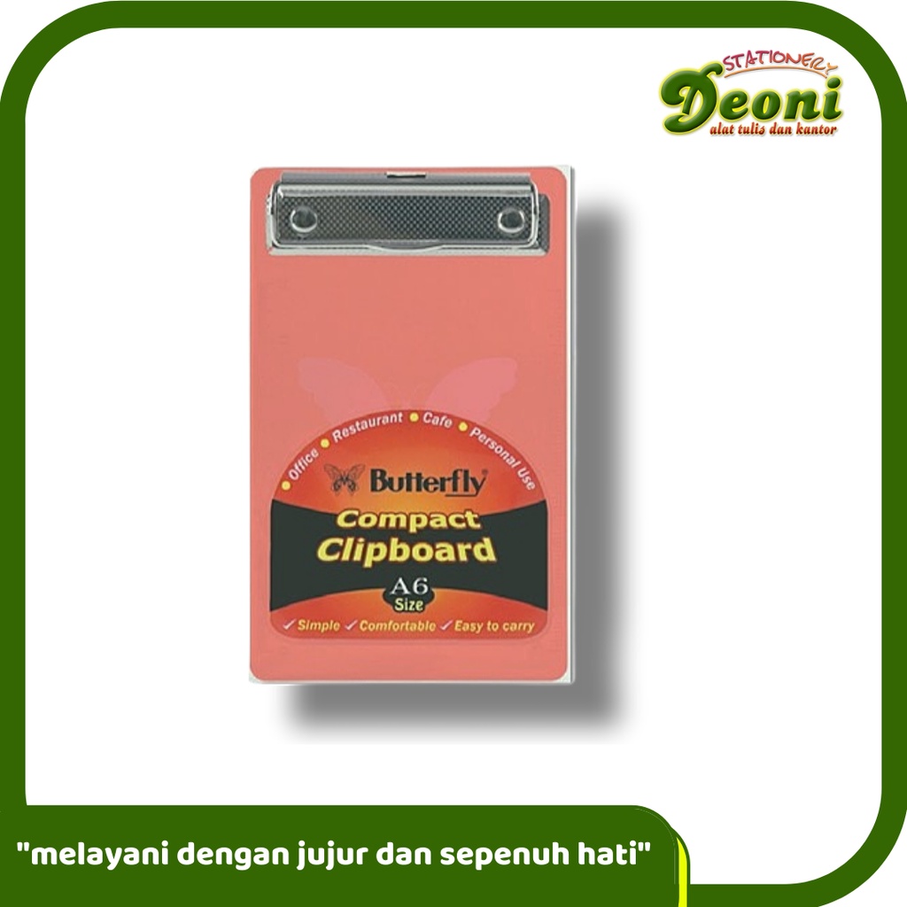 BUTTERFLY Clipboard A6 Compact Papan Jalan Transparant