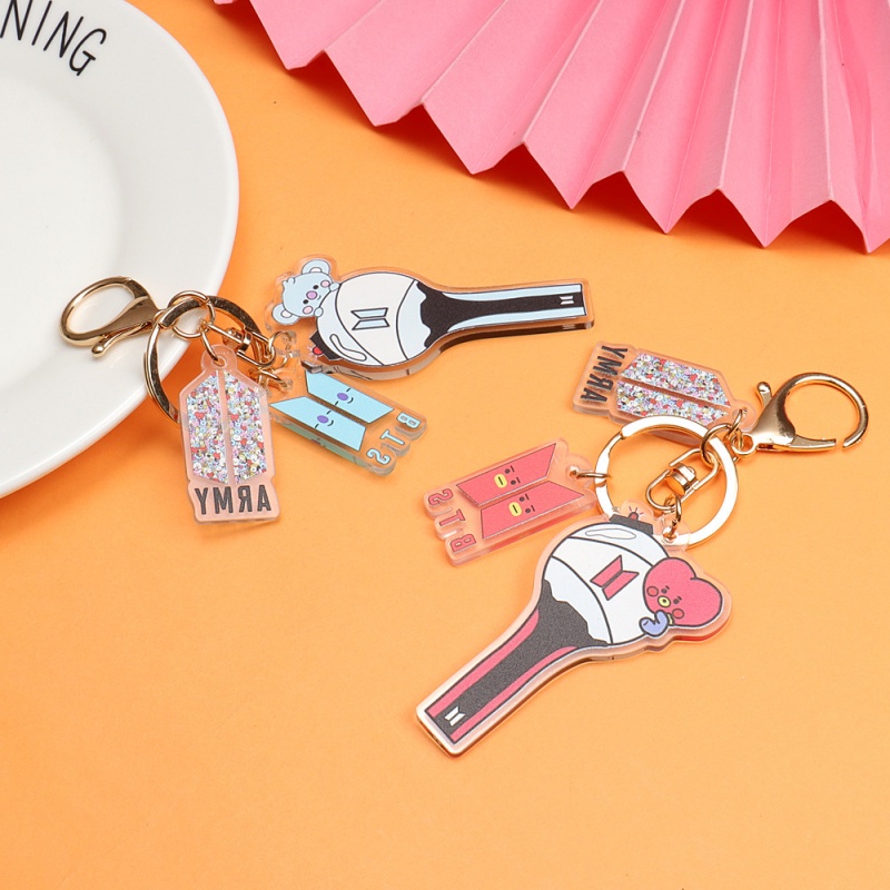 Bts ARMY Gantungan Kunci Lucu Kartun Keliling Liontin Aksesoris Acrylic Keychain In Stock New Arrival