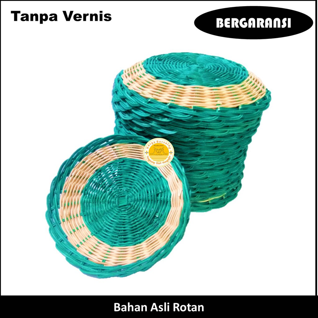 Piring Warna Hijau Rotan Asli Piring Rotan Hijau Bahan 