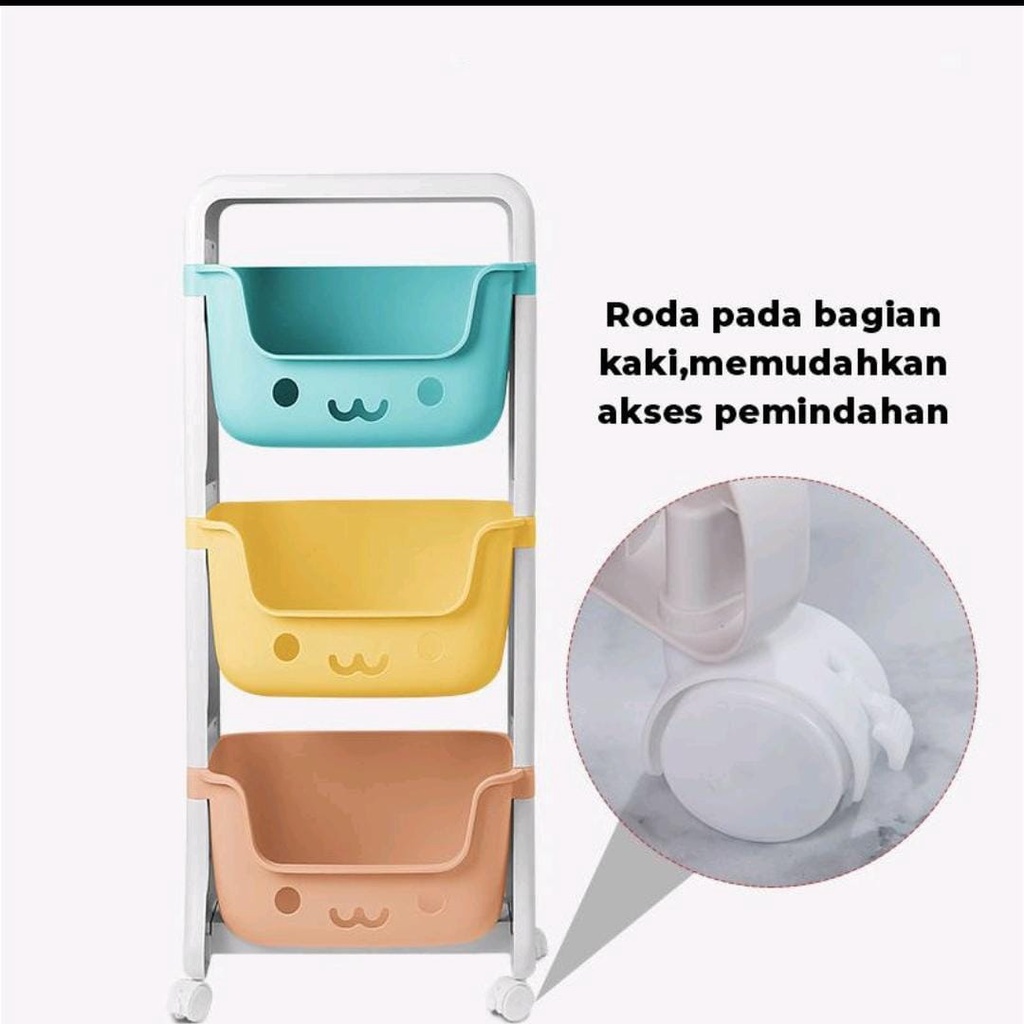 B0163 - RAK MAINAN ANAK - TROLLEY SUSUN RODA - TEMPAT PENYIMPANAN SERBAGUNA