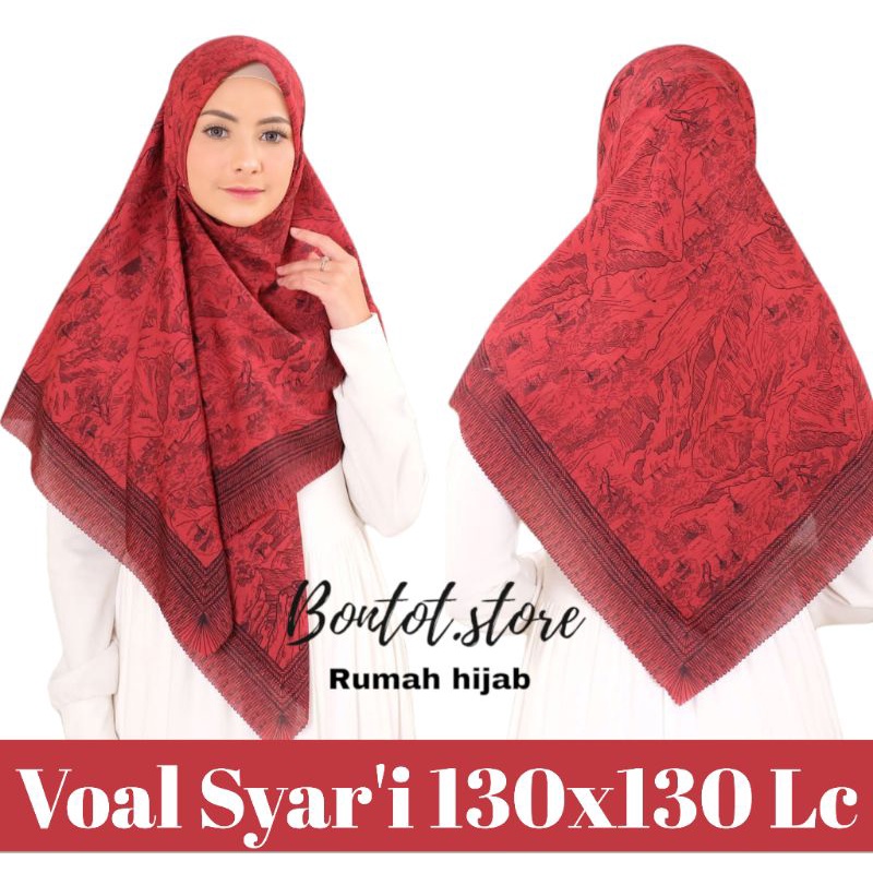 Voal motif Jumbo/ Voal motif syar'i /Voal Motif size 130x130  Jilbab Syar'i Motif Kerudung Syari hijab casual cantik lasercut kerudung segiempat voal premium-6
