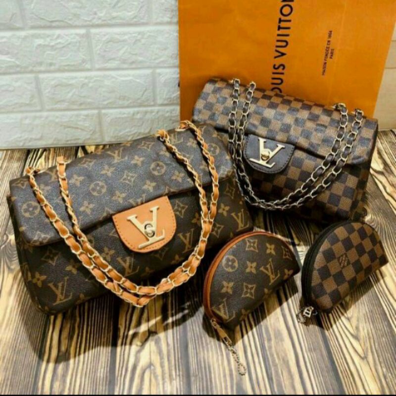 TAS SELEMPANG WANITA TALI RANTAI TAS LV FREE POUCH