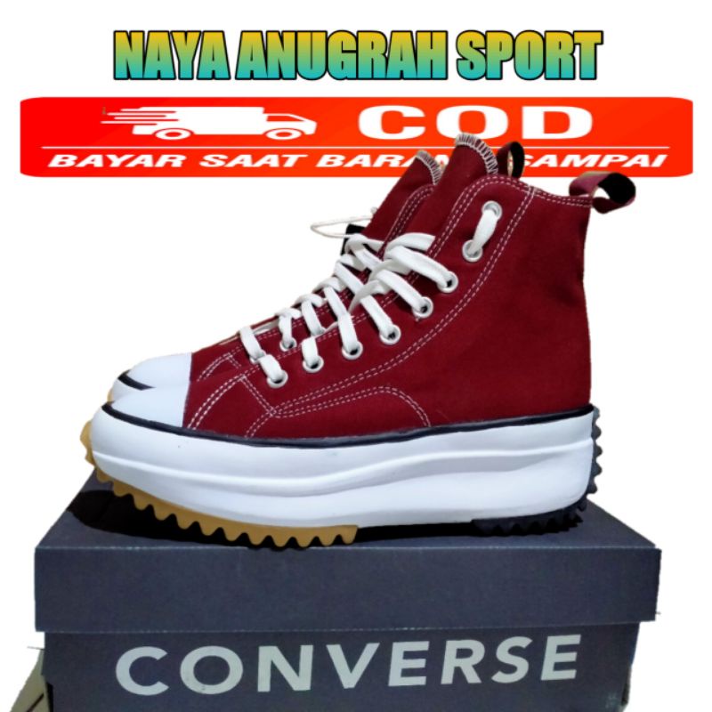 Sepatu Sneaker Wanita CONVERSE RUN STAR HIKE  MOTION JW ANDERSON wedges terbaru hak tinggi 5CM premium