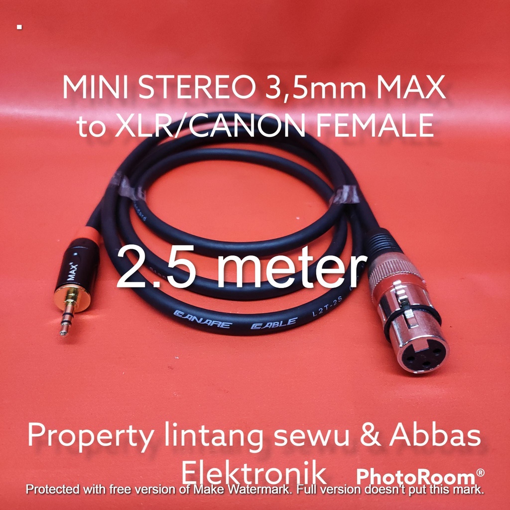 KABEL JEK MINI STEREO MAX TO XLR CANON FEMALE 2.5 meter