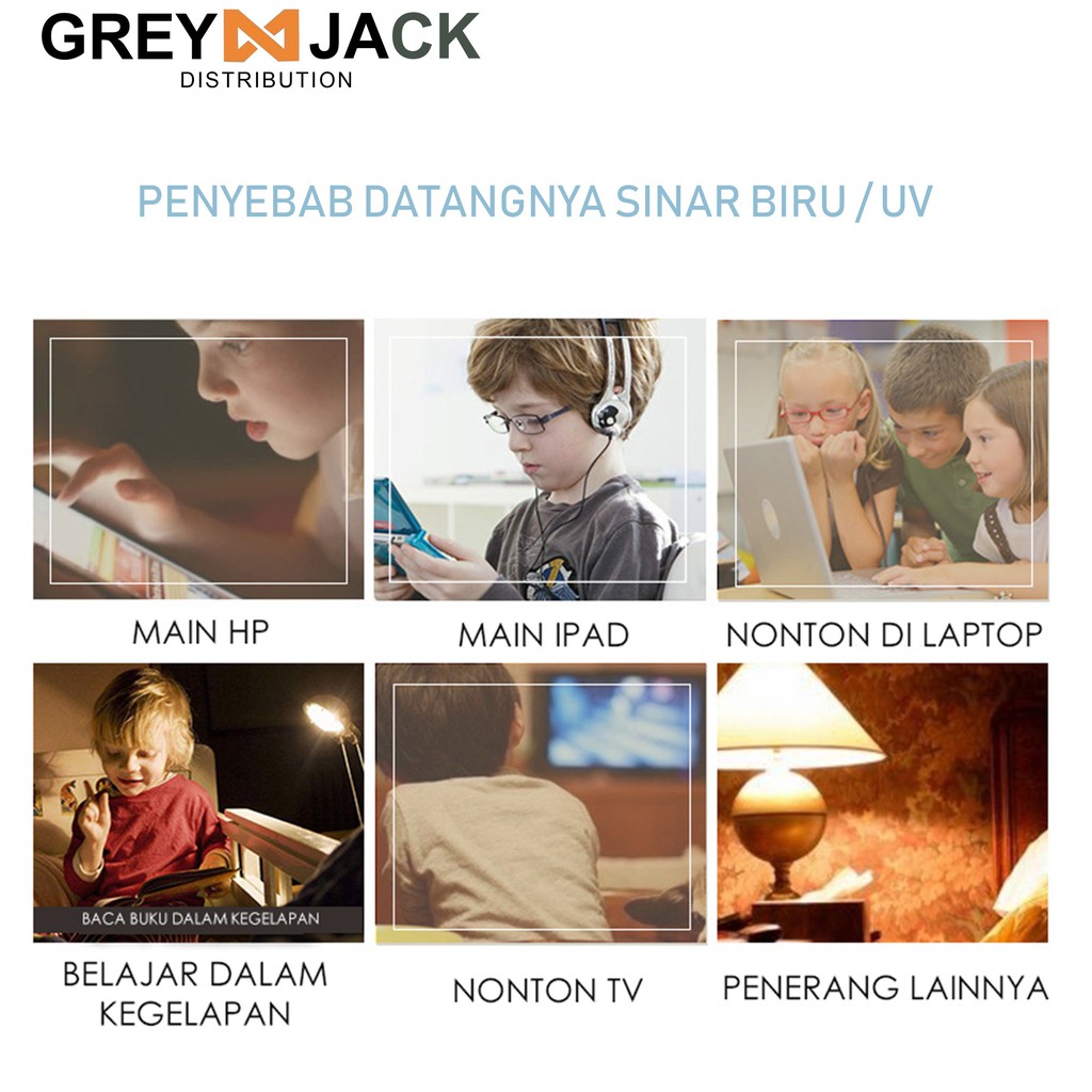 Grey Jack/Kacamata ANAK anti radiasi blueray komputer HP TV TR90/ FA8158-4