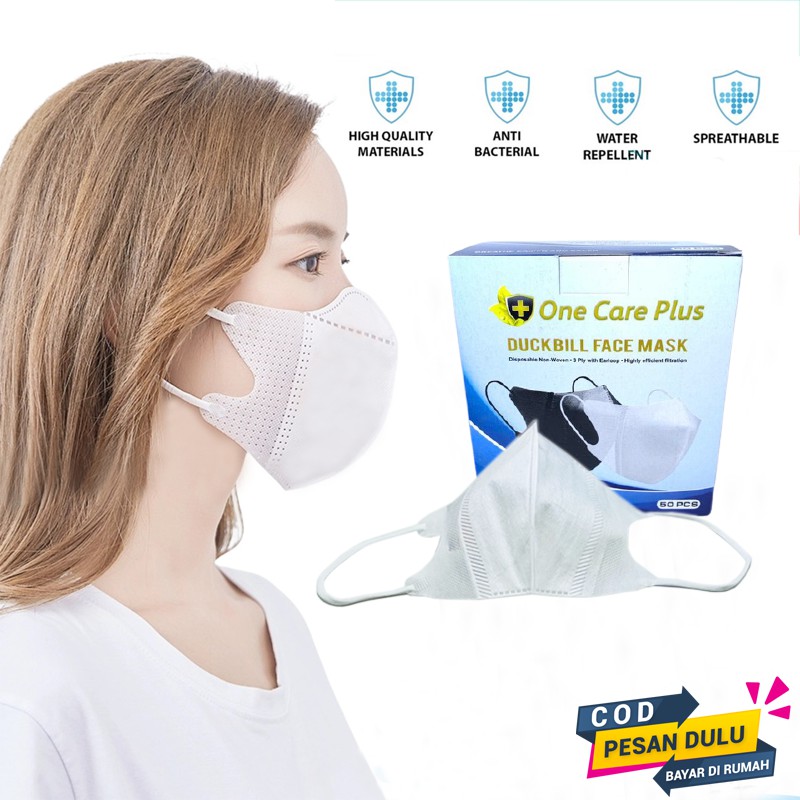 Masker Duckbill isi 50 One Care Plus Masker Earloop Disposable Mask Masker Mulut Masker Kesehatan