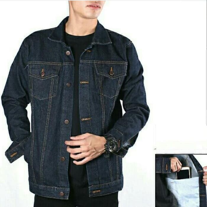 Jaket Jeans Levis Pria Cowok Premium Biru Dongker Garmen M L XL XXL XXXL 3XL XXXXL 4XL