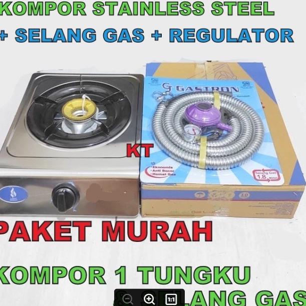 W2T9 Paket kompor 1 tungku dan selang plus regulator / paket kompor 1 tungku/ kompor gas 1 tungku/ k