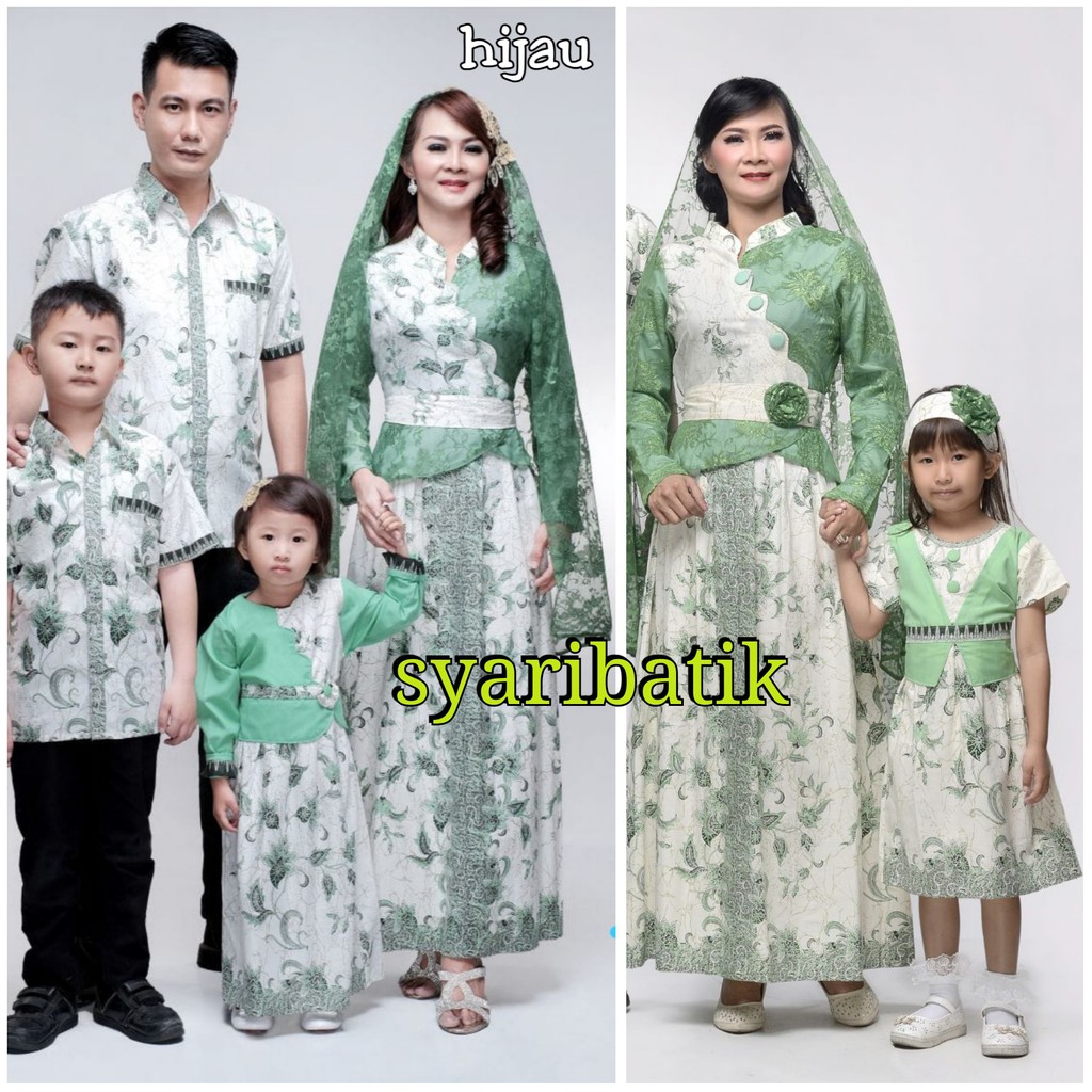 SYARIBATIK BATIK KELUARGA/FAMILY GAMIS MUSLIM ZOYA DAUN HIJAU