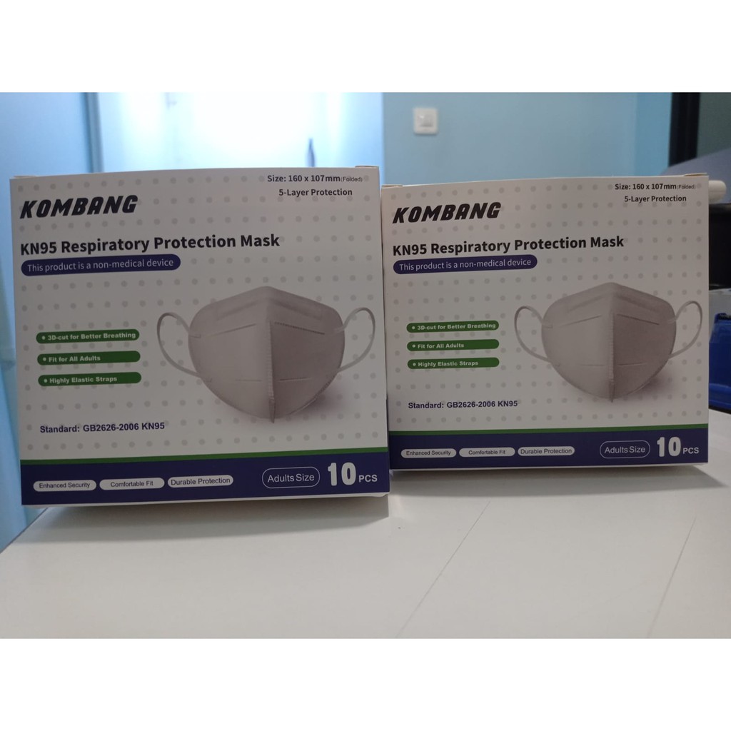 MASKER KN95 KOMBANG WHITE 5PLY EMOBOSSED KN 95 - NON MEDICAL MASK