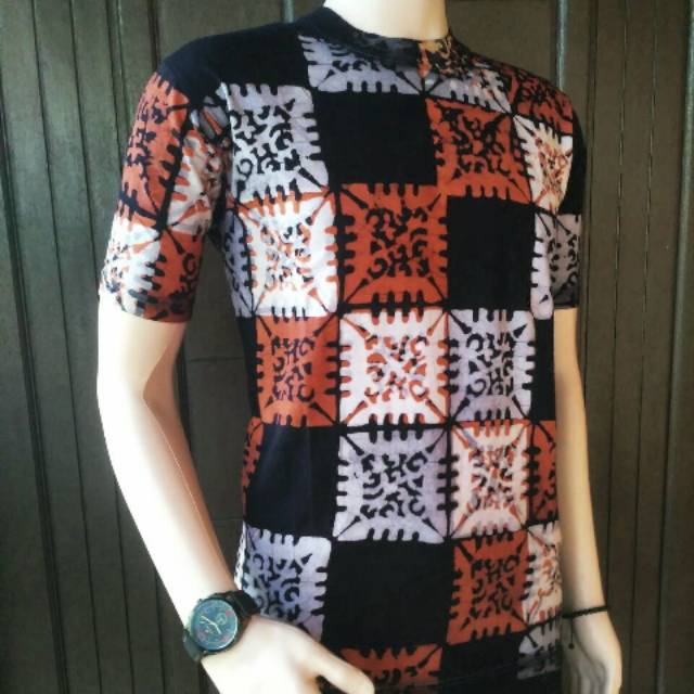 Kaos batik cap kotak kaos pria laki kaos oneck kaos polos cantik nyaman