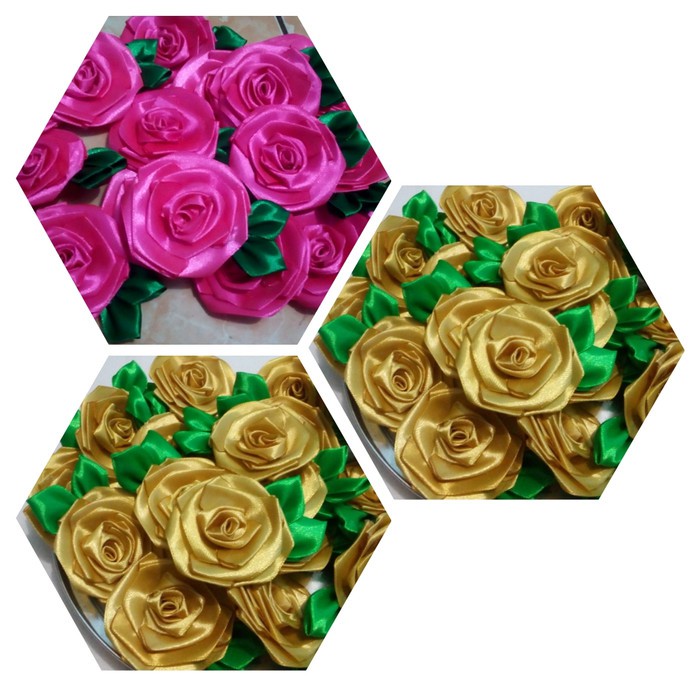 Order Langsung Bros Bunga Mawar Pita Satin Bros Mawar Daun Terlaris