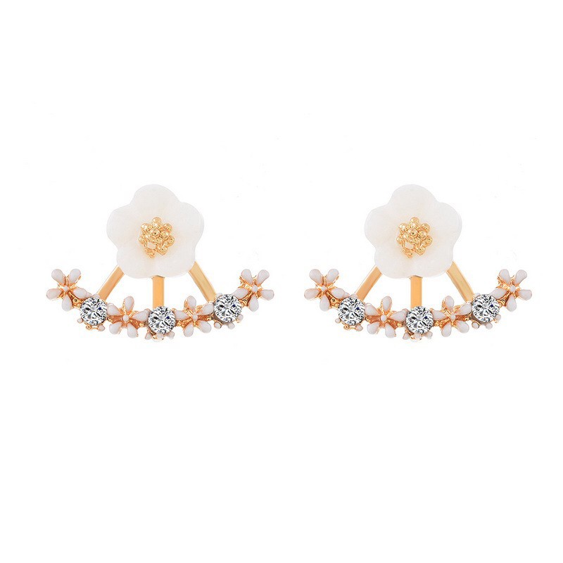 Anting Tusuk Gantung  Desain  Bunga  Daisy Kecil Hias Mutiara 