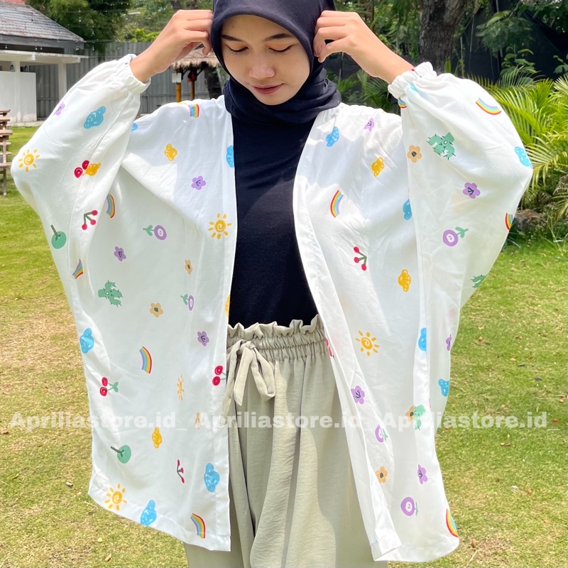 ONE SET KIYOWO OUTER / CRINKLE PANTS-R white sage karet