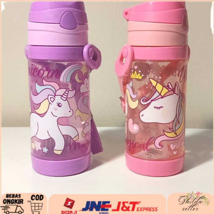 COD Botol Minum Shopkins - Unicorn - botol minum anak - botol bertali - Unicorn pink