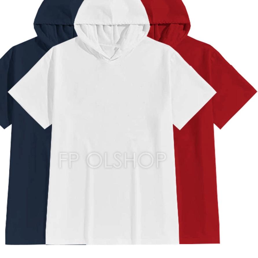 SOFT KAOS POLOS HOODIE LENGAN PENDEK HITAM BAJU KUPLUK PRIA WANITA BANYAK WARNA M L XL