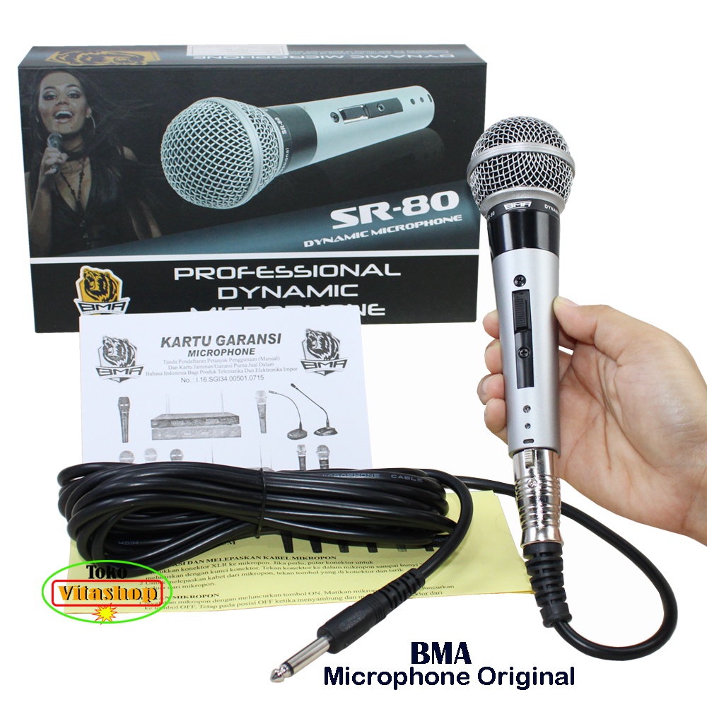 MICROPHONE BMA SR-80 MIC KABEL SUARA EMPUK MIK ASLI MIKROFON BERGARANSI