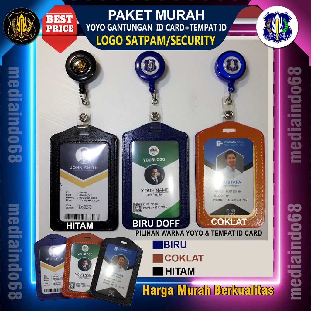 

GANTUNGAN YOYO ID CARD-KULIT SINTESIS LOGO SATPAM-SCURITY