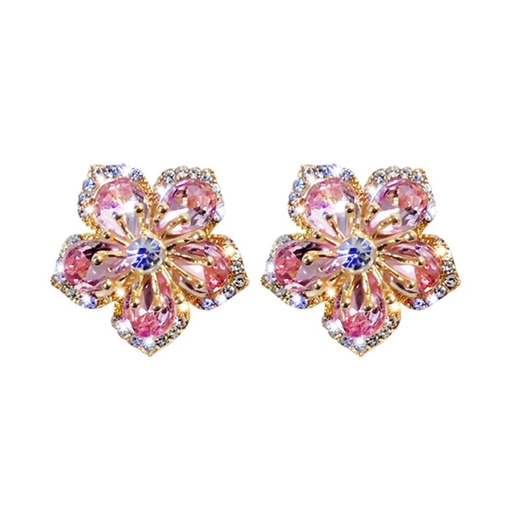 Lily Stud Earrings Anting Fashion Bunga Matahari Ganda Lapisan Ganda Bunga