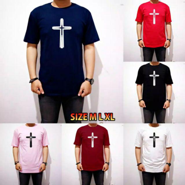Kaos Distro Pria Rohani Salib Batik  Unisex Realpict 6 Warna S M L Xl
