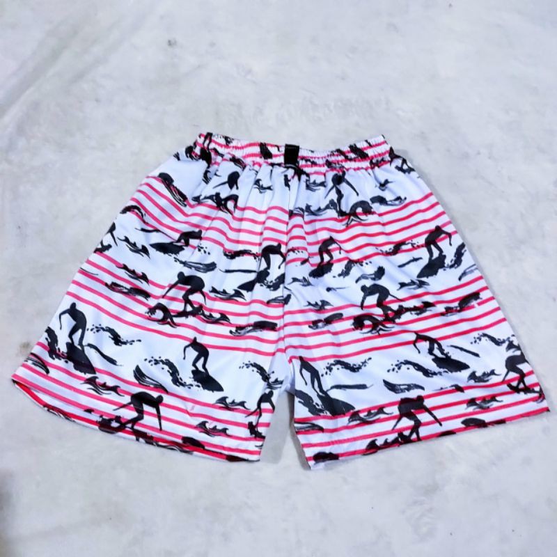 Celana pendek pria boxer surfing santai harian tidur motif pantai