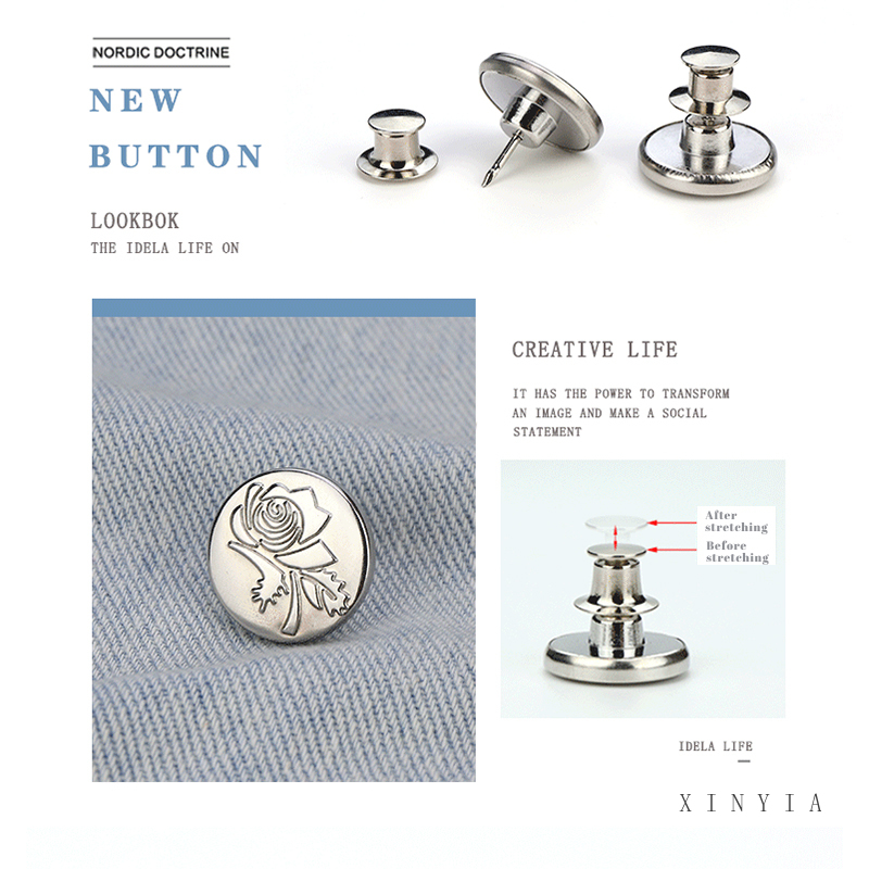 Kancing Jeans Snap Fastener Metal Jeans Buttons Perfect Fit Adjustable Clothes Button Sewing Accessories