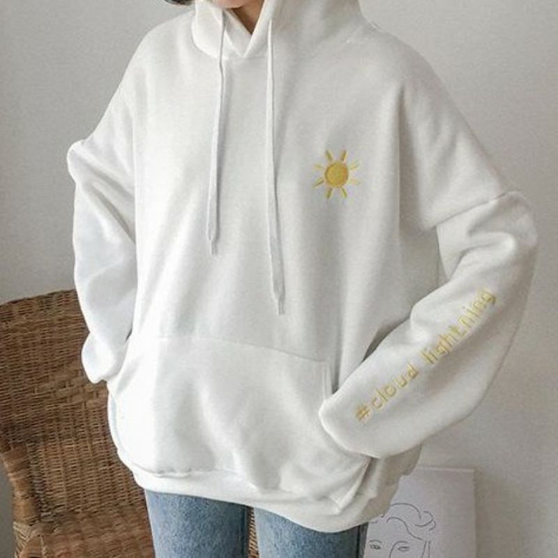 S - XXXXXL(6XL) Hoodie CLOUD LIGHTNING Cute Sweatshirt Wanita BIGSIZE OVERSIZE Jaket Moon Sun Cloud Rain Korean Style Jumbo Jumper