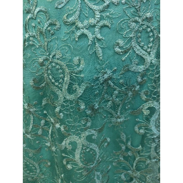 Kain Tile Brokat Motif Akar Sapto RKA 2758 D#3 No 6 Hijau Wardah.
